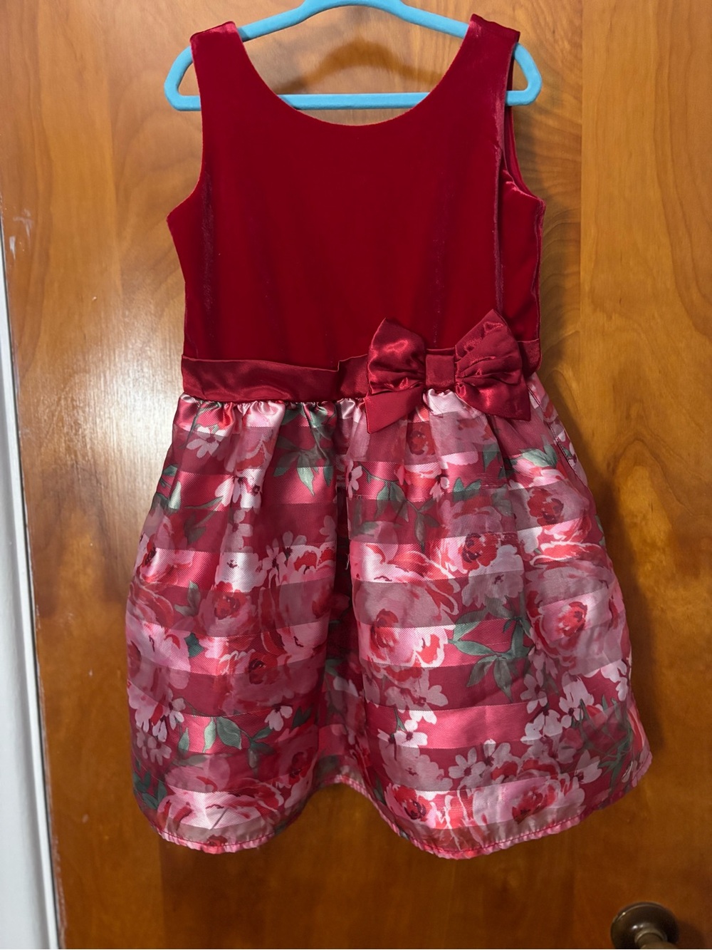 The Children's Place Red Floral Satin-Bow Party Dress